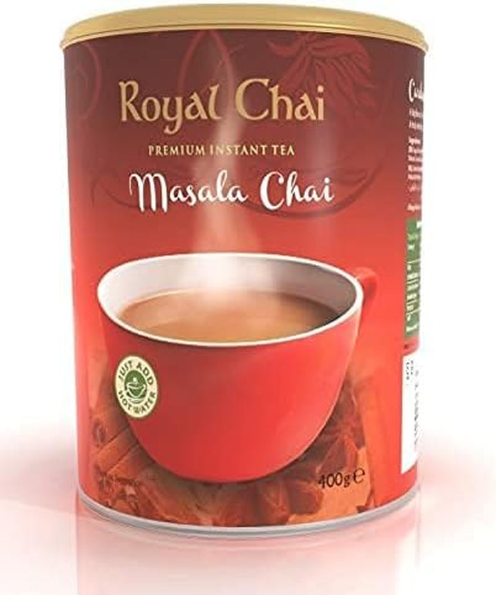 Royal Tea Masala Chai Sweetened Tub 400G (Pack of 2) – Premium Instant Masala Indian Tea