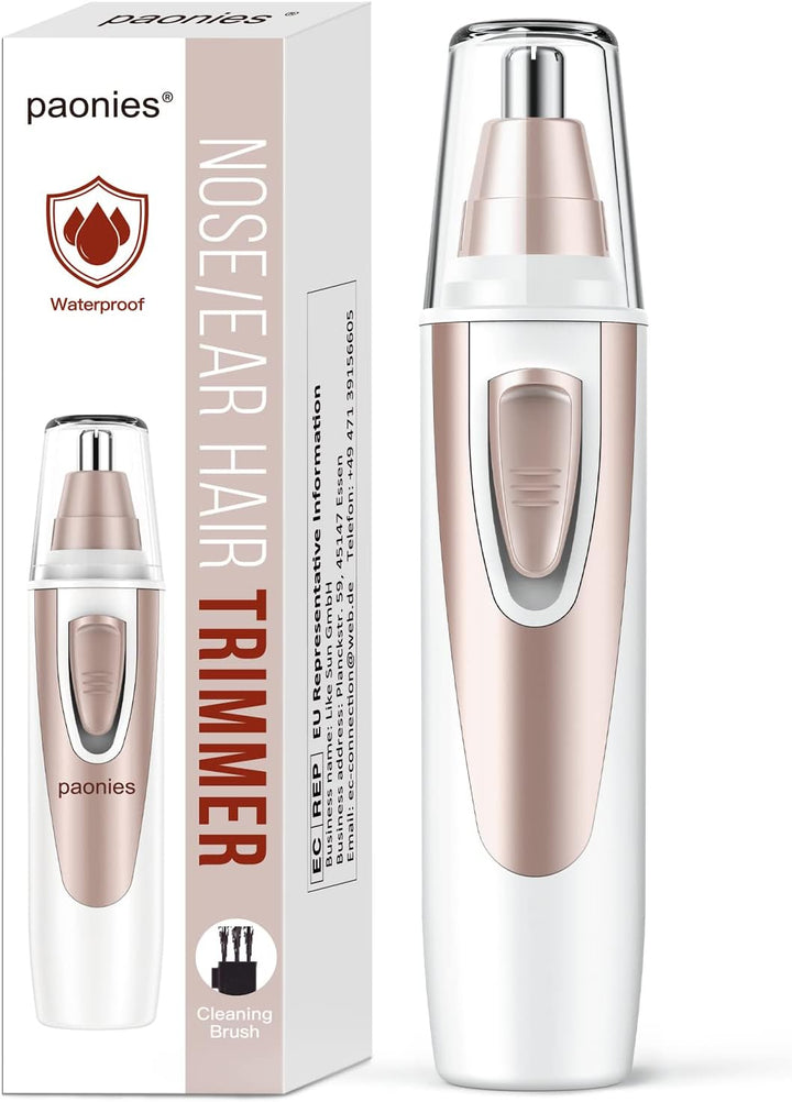 Nose Hair Trimmer for Men and Women, 2025 Professional Painless Ear and Nose Hair Trimmer Clipper, Battery-Operated Facial Hair Removal with IPX7 Waterproof, Dual Edge Blades, Easy to Clean