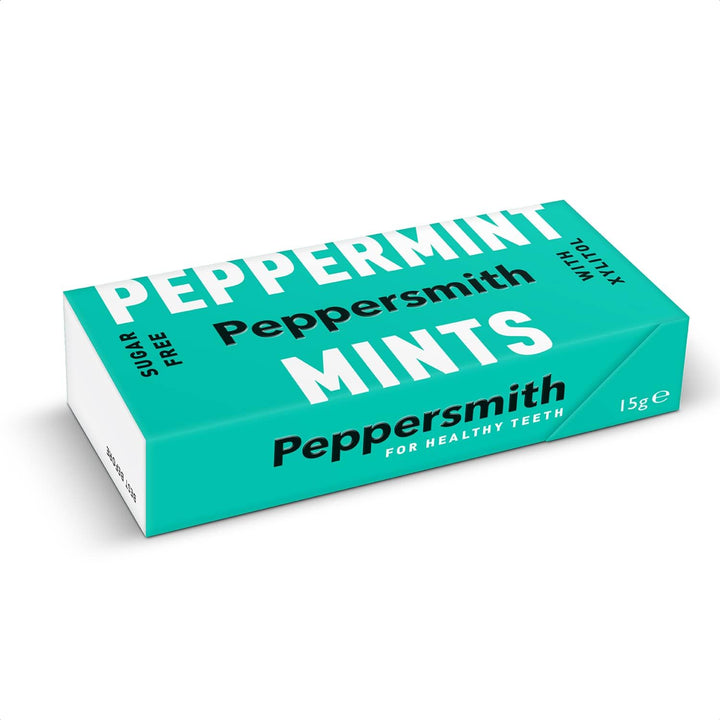 - British Peppermint Mints - 100% Plant Based Xylitol - Breath Freshener - Sugar Free Mints - Benefits Oral Health - Pocket Packs - 12X15G