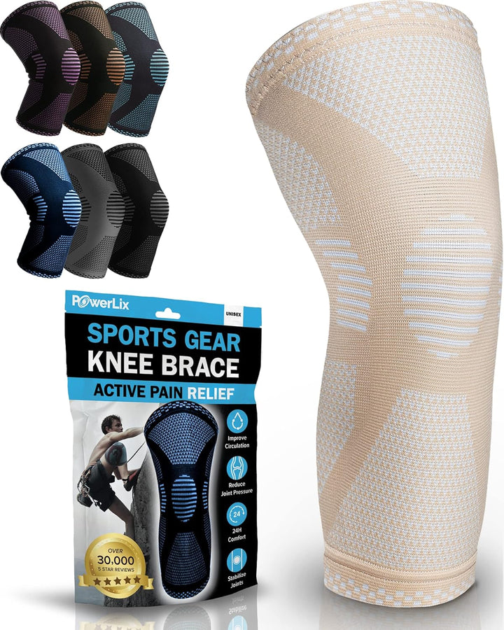 Knee Compression Sleeve - Best Knee Brace for Knee Pain for Men & Women Knee Support for Running, Basketball, Volleyball, Weightlifting, Gym, Workout, Sports