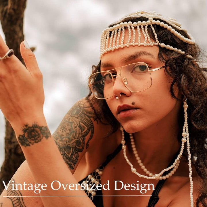 Clear Lens Glasses Non Prescription Metal Frame Glasses Men Women