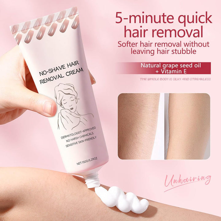 No Shave Hair Removal Cream, Fast and Gentle Hair Removal Cream, Safe for Sensitive Skin, Moisturizes and Nurtures Skin, Suitable for Legs, Arms, and Bikini Area, for Women & Men 150G (150G, 1)