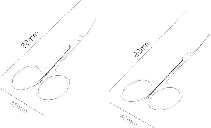 3Pcs Small Eyebrow Scissors and Nose Hair Scissor, Beard Moustache Eyelash Nail Trimmer Facial Hair Grooming Scissors for Man and Woman