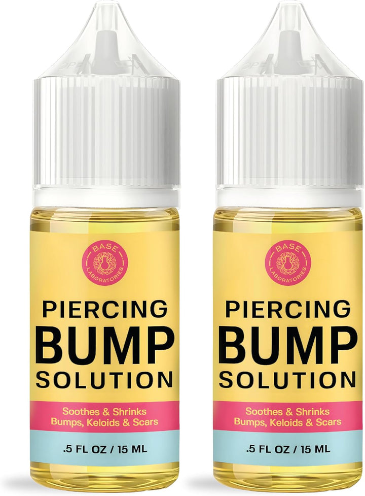 Base Labs Piercing Bump Treatment/Aftercare for Scar Removal | Healing & Soothing | Keloid Shrinking Drops for Ear & Nose with Essential Oils | 15Ml