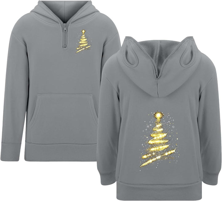 Boys Print Hooded Pullover Sweatshirt with Zipper Eyelets and Pocket for Kids Casual Wear for Men