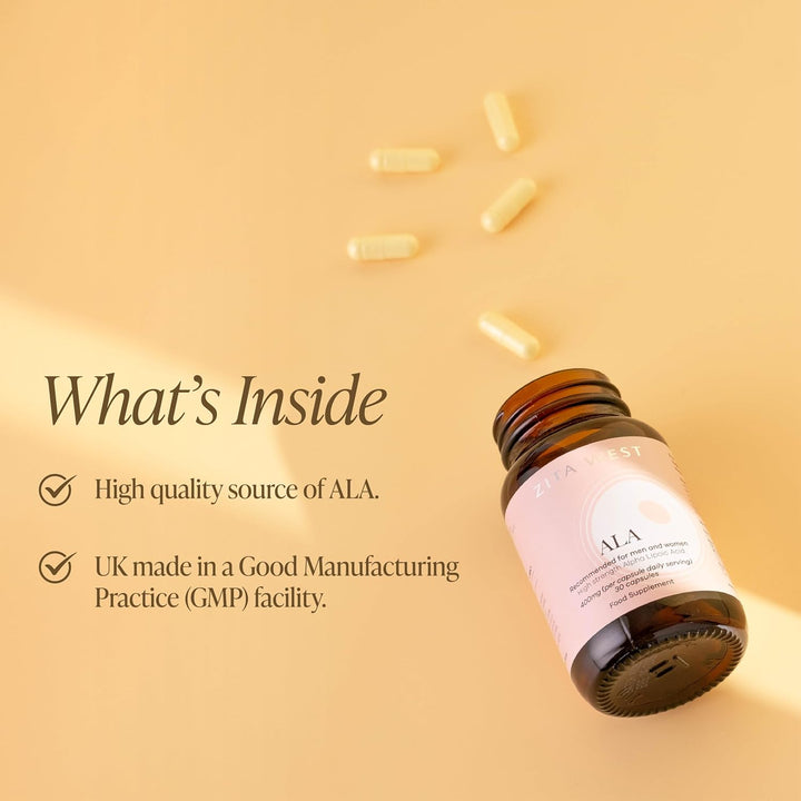 Alpha Lipoic Acid (ALA) 400Mg - High Strength Antioxidant for Male & Female Fertility, PCOS Support, Energy Production - 30 Capsules (One Month Supply)