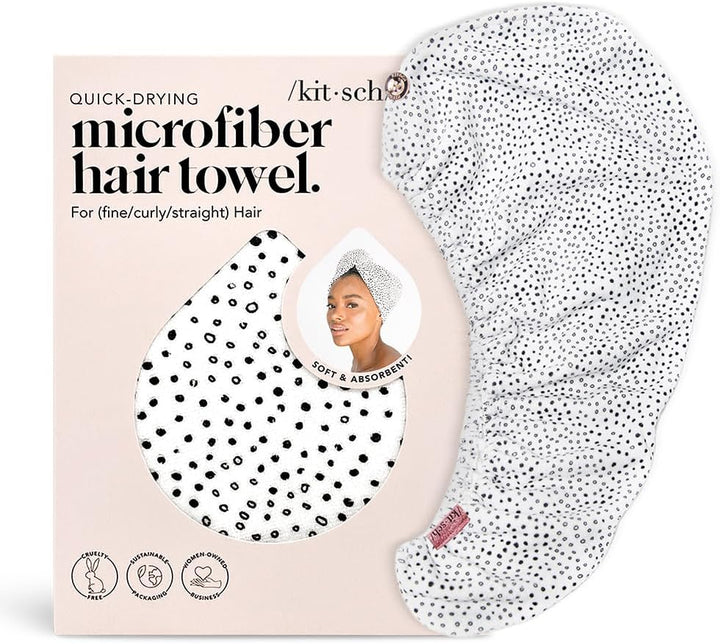 Microfibre Hair Towel Wrap - Quick Dry Curly Hair Wraps for Women | Microfiber Towel for Hair | Hair Drying Towel Wrap | Hair Towels for Women | Hair Turban for Wet Hair - Micro Dot