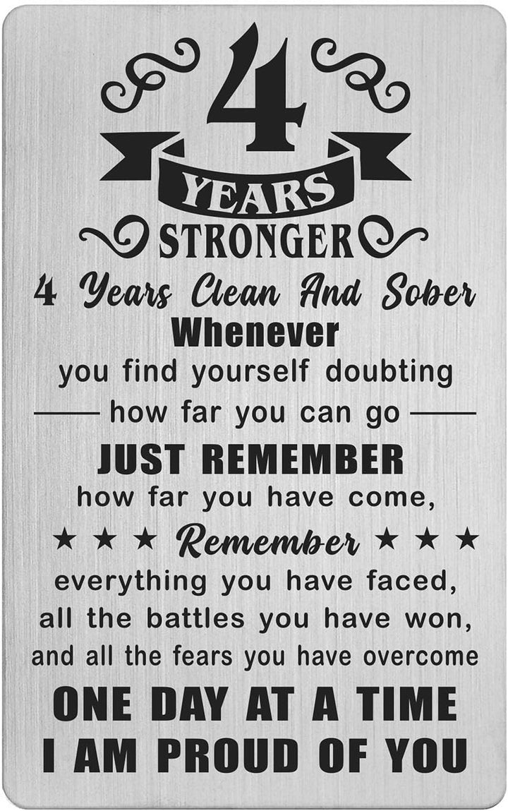 2 Year Sober Card - 2 Year Sobriety Gifts for Women Men - 2 Year Clean and Sober Gifts - 2 Yr Addiction Recovery Engraved Wallet Cards Token