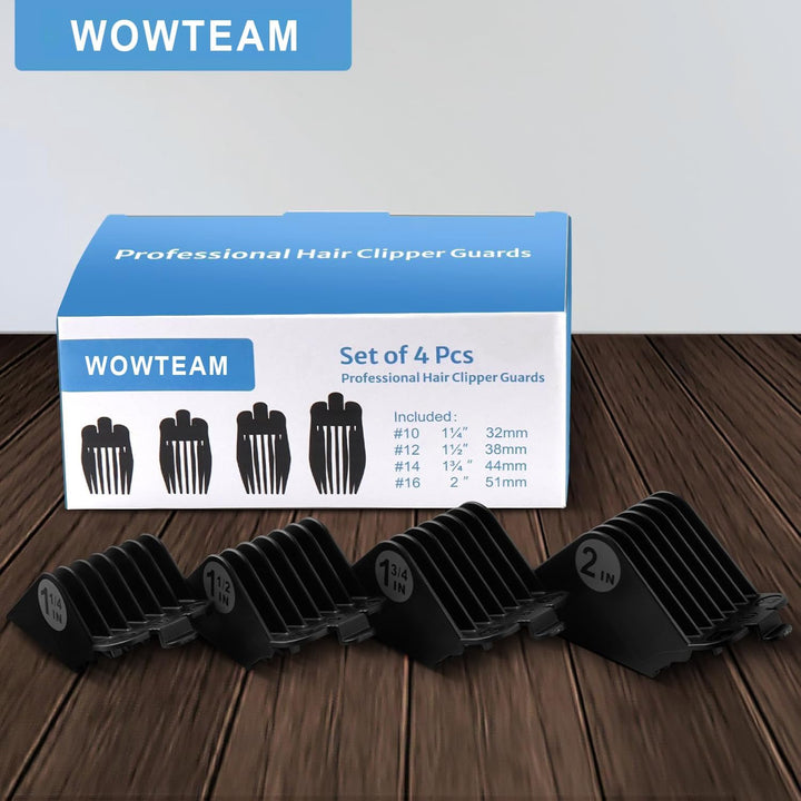 Clipper Guards Set for Wahl 16 14 12 10, for Clippers and Babyliss FX870, Clipper Guides Replacement - 4 Piece Set for Multiple Sizes Universal 1.25", 1.5",1.75",2", Black