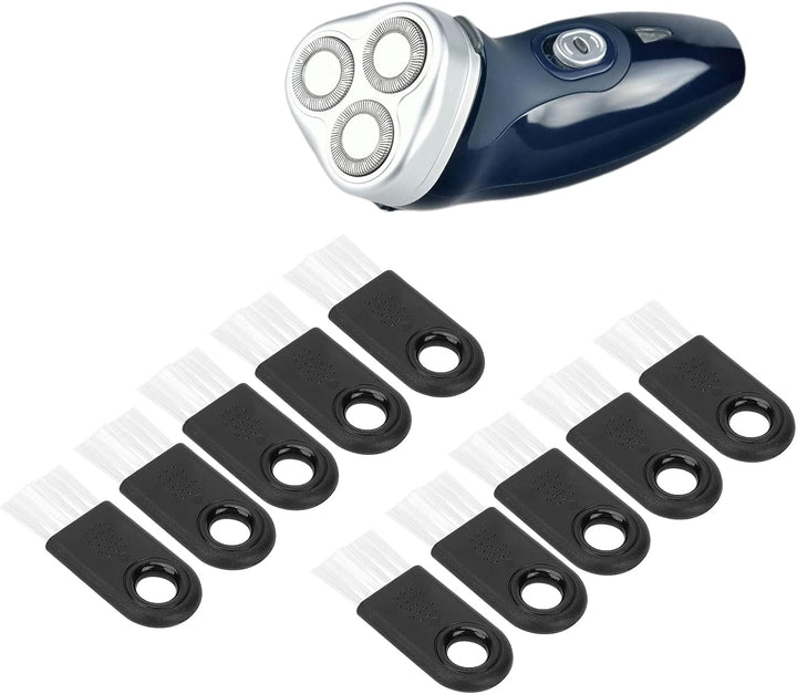10Pcs Electric Shaver Cleaning Brush, Razor Cleaner Set, Nylon Bristle Brush for All Models, Black Handle with White Nylon Hair