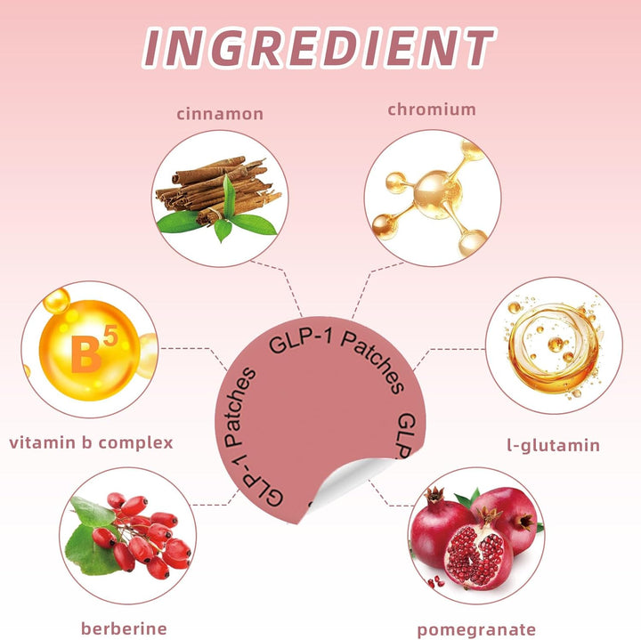 GLP1 Patch, Weight Loss Patch, Slim Patch, Natural Metabolic Support Patches - 60 PCS Supply | with Cinnamon, Chromium & B Vitamins | Plant-Based, Slimming Patches for Women & Men