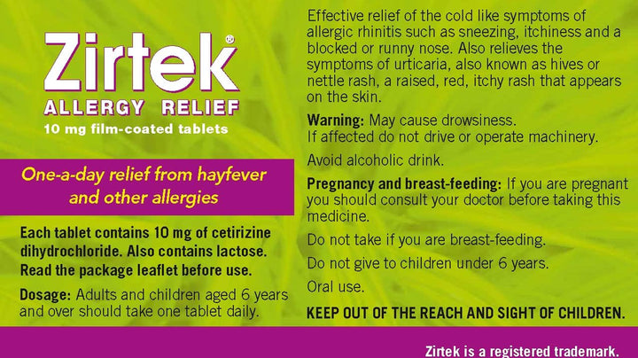 Allergy Relief Antihistamine Tablets | 30 Allergy Tablets 10Mg| Hayfever, Dust, Pets, and Hives | Cetirizine Antihistamine Tablet | Relieve Allergic Symptoms | Adults and Children over 6 Years