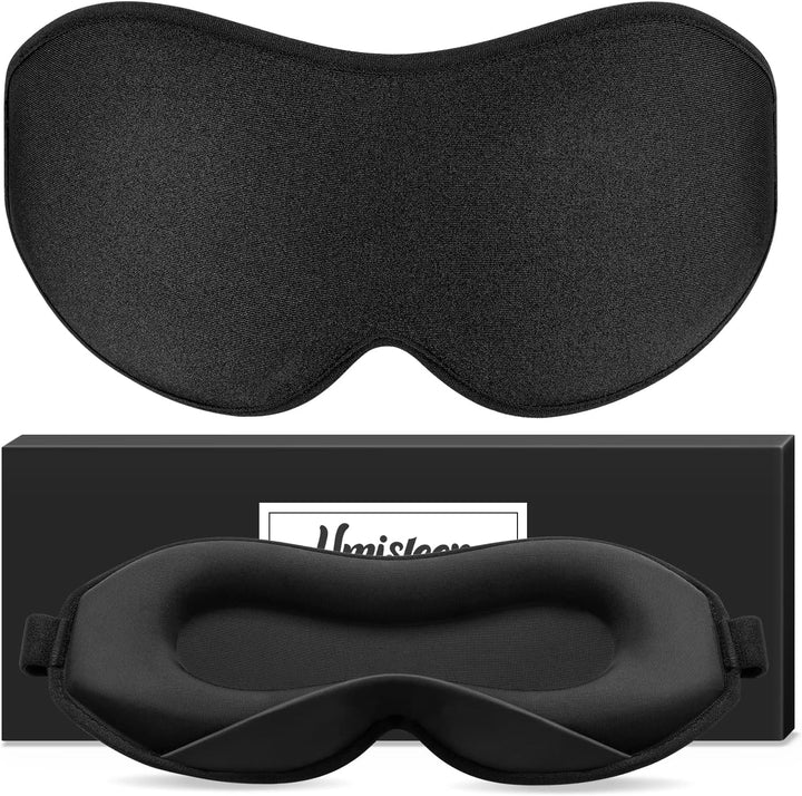 Upgraded Sleep Mask, Perfect Sleeping Mask for Side Sleepers, 3D Ultra Soft Comfortable Eye Masks for Sleeping Women Men Kids with Adjustable Strap, Blindfold for Travel/Sleep/Nap, Black