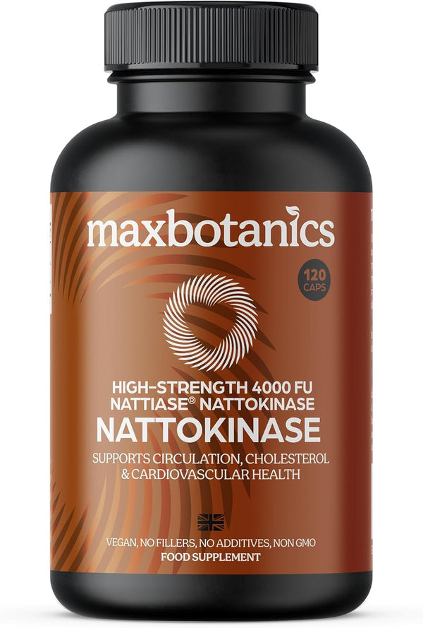 Nattokinase 4000 FU - 120 Capsules High Strength Supplement - Natural Japanese Natto Enzyme - UK Made, GMP Certified, Zero Additives