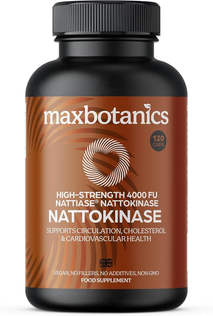 Nattokinase 4000 FU - 120 Capsules High Strength Supplement - Natural Japanese Natto Enzyme - UK Made, GMP Certified, Zero Additives