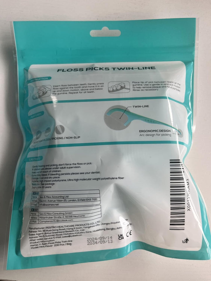 Twin-Line Dental Floss-200 Pcs Dental Floss Toothpick, Teeth Stick,Tooth Picks,Floss Picks,Teeth Cleaning