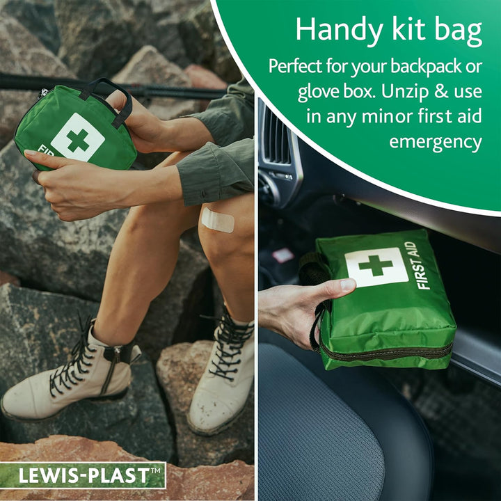 Lewis-Plast Premium First Aid Kit for Home Car Holiday and Workplace - Includes Bandages, Eye Pods, Ice Packs and Essentials for Everyday Situations, 90 Count (Pack of 1)