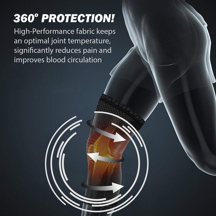 Knee Compression Sleeve - Best Knee Brace for Knee Pain for Men & Women Knee Support for Running, Basketball, Volleyball, Weightlifting, Gym, Workout, Sports