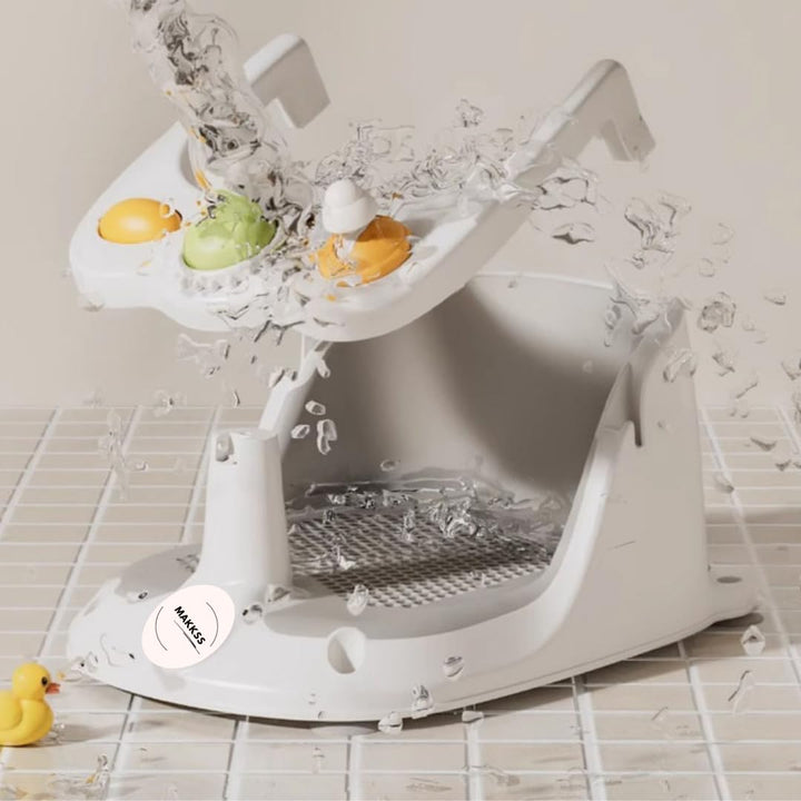 Baby Bath Seat 6 Months + Toddler Bath Seat with Toys, Water Jug & 360° Bath Seat Support | Non-Slip Baby Bathtub Seat