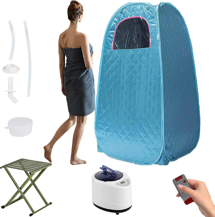 Portable Steam Sauna Tent Cabin Home SPA Sauna Kit Birthday Gift Wet Indoor Similar Infrard Sauna Pod W/Chair ||Man&Woman (Small,Suitable for People with a Height of Less than 5.74FT) Blue