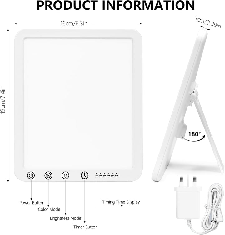 Sad Lamp for Seasonal Affective Disorder, 15000 Lux Natural Sunlight Therapy Lamp, Uv-Free, 3 Color Temperature, 5 Brightness Levels, 6 Timer, 180° Stand, Touch Control and Memory Function