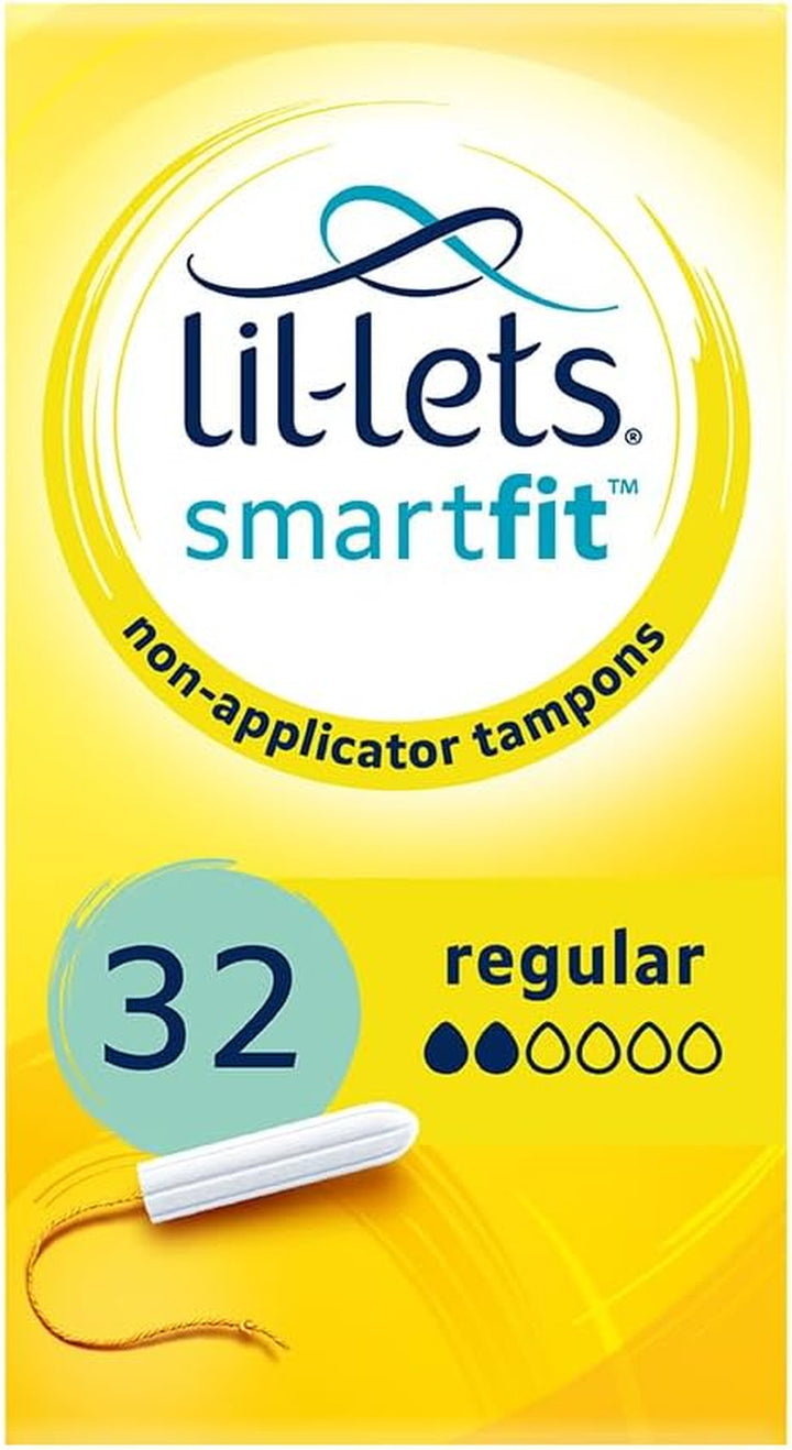 Non-Applicator Super Tampons, 32 Count (Pack of 1), for Medium to Heavy Flow, 3 Droplets, Plant-Based, Smartfit™ Non-App Tampon
