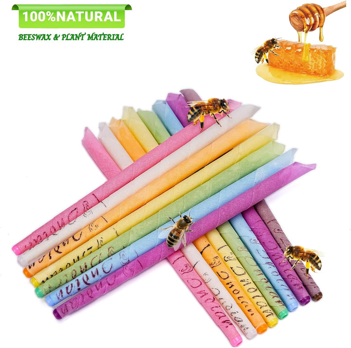 20 Pcs Ear Candles,All Natural Ear Candles Beeswax Candling Cones, Ear Wax Candles,100%Non-Toxic Cylinders Fragrance Hollow Cone Candles With(20 Ear Candle)+10 Protective Disks+30 Cotton Swab