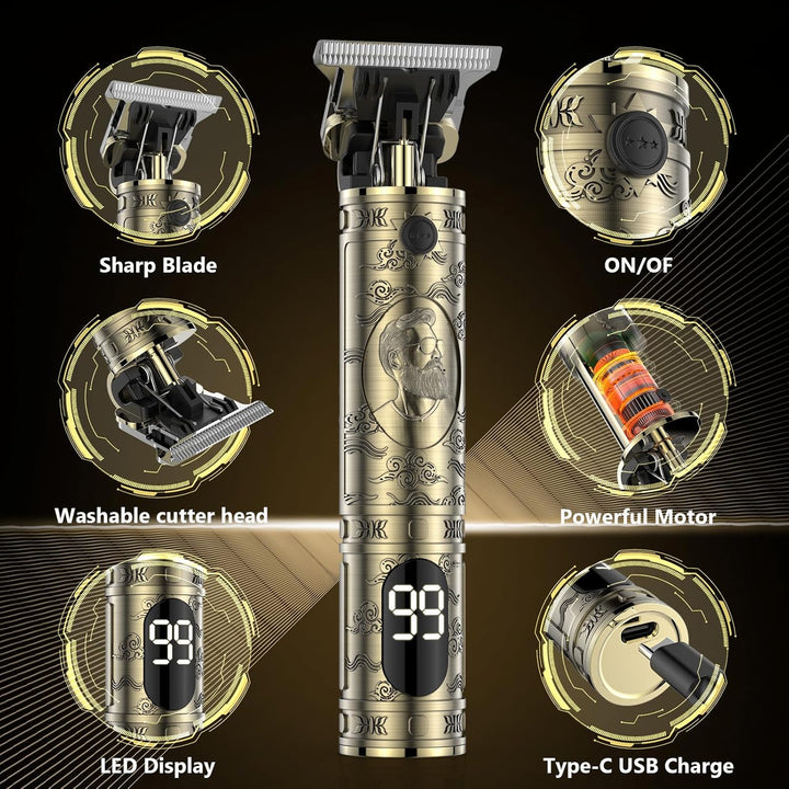 Beard Trimmer Hair Clippers Men,Cordless Rechargeable Hair Trimmer for Men,Premium Professional Barber Grooming Set with Zero Gapped T Blade Shaver & LCD Display Gift
