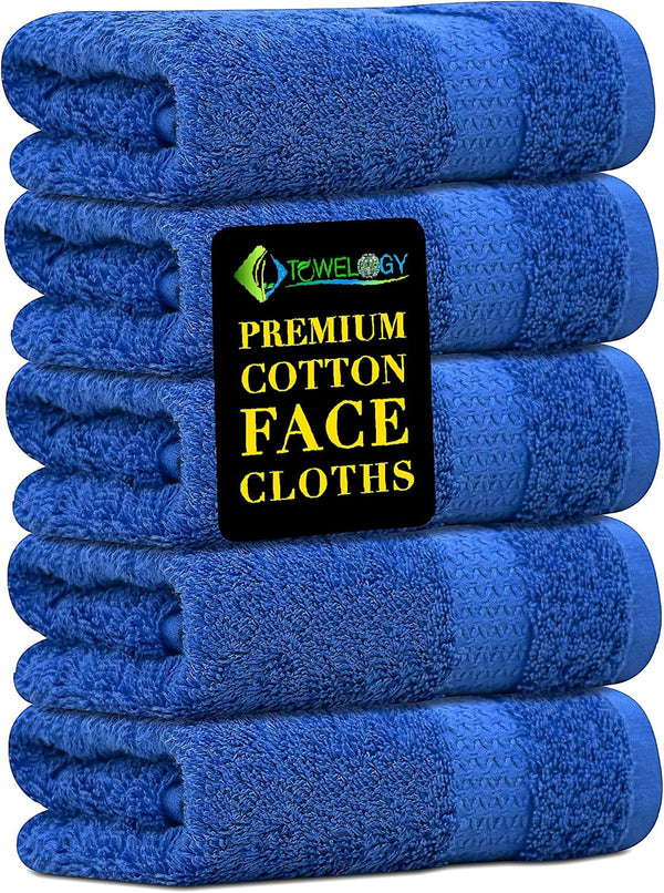 ® Cotton Face Cloths - Super Soft, Ultra Absorbent & Non Abrasive Flannel Wash Cloths - Luxuriously Plush and Large 33X33Cm Face Towels for Ultimate Luxury (Royal Blue)