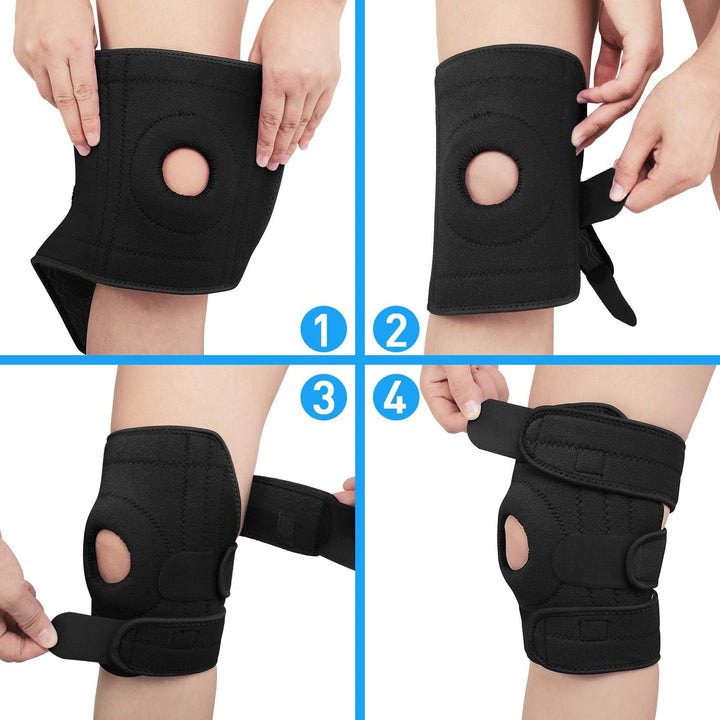Knee Support with Open-Patella Design for Joint Pain, Sports, Injury Rehabilitation, Adjustable Knee Brace for Men Woman with 3 Straps, for Knee Circumference (12.5" to 18.5")