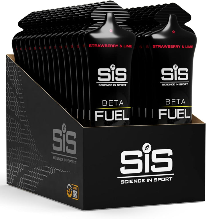 Beta Fuel Gels Dual Source Energy Gel, Strawberry and Lime Flavour, 40 G of Carbs per Pack, 60 Ml Pack (6 Pack)
