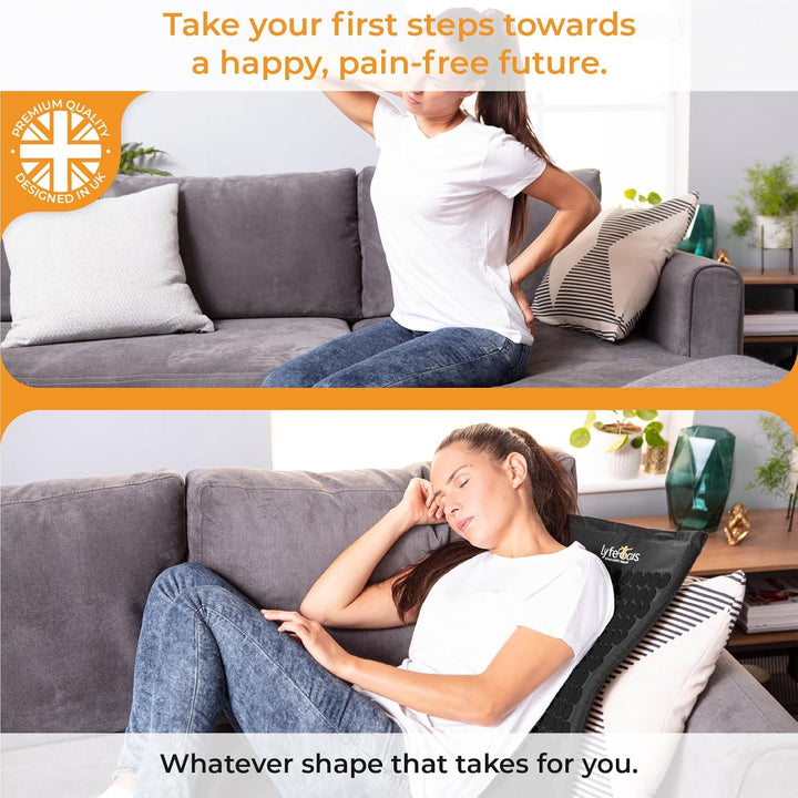 Acupressure Mat & Pillow Set with Travel Bag - Cushioned Spike Acupuncture Massage Mat for Back, Neck & Shoulder Pain Relief - Easing Muscle Tension & Stress (Black & Black)