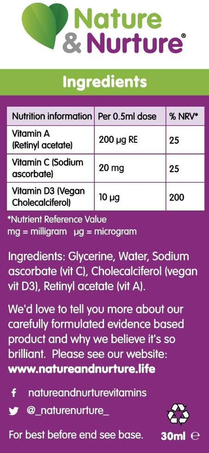 Award Winning  Baby & Child Vitamins. the Vegan-Friendly Gentle Liquid Multivitamin Drops for Babies, Toddlers and Children. Made in the UK. 60 Doses.