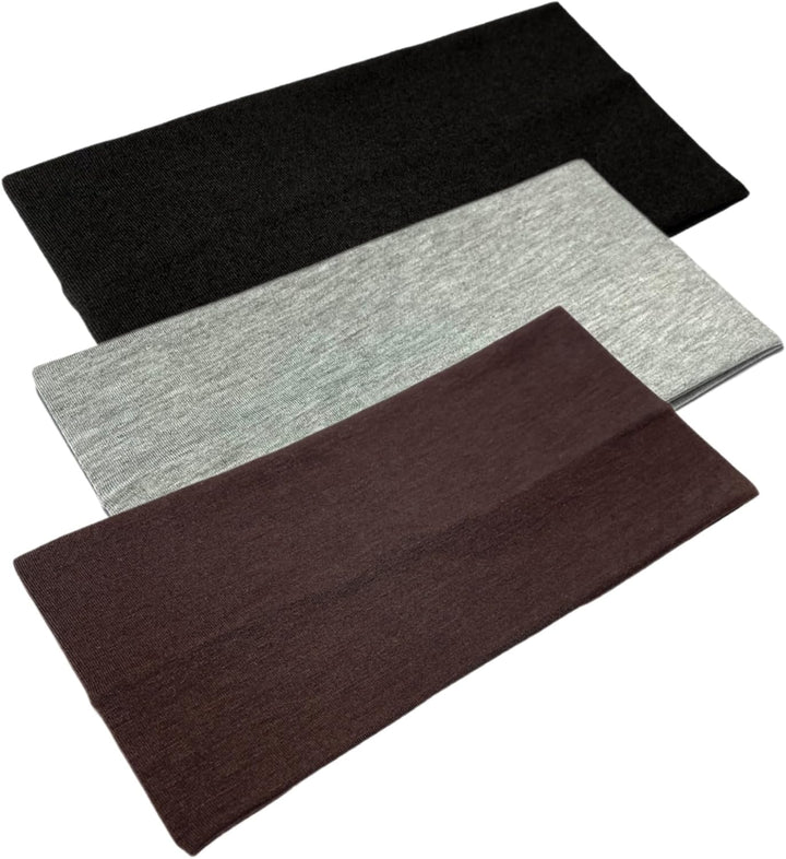 Extra Wide Headbands 11Cm Plain Stretchy Kylie Head Band 2 Pack Unisex Bandeau Headbands for Women & Men Soft Hairbands Yoga Bandana Headband (Black)