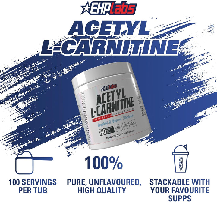 Acetyl L Carnitine - Supports Natural Energy Production, Aids Metabolism, Assists in Healthy Brain Function, Supports Heart Health, Non GMO, Vegan, Gluten Free - 100 Serves