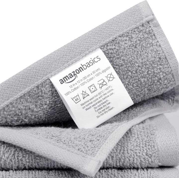 Face Towels for Bathroom, 100% Cotton Extra Absorbent Washcloth, Fast Drying - Salon Towel - 12-Pack, Grey (30 X 30 Cm)