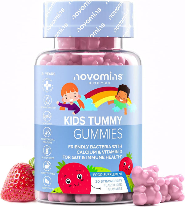 Kids Probiotic Gummies - 2 Billion Probiotics - 1 Month Supply - Kids Tummy Gummies - Includes Vitamin D & Calcium for Childrens Gut Health - Vegetarian Formula - 30 Gummies - by