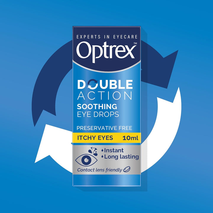 Itchy Eyes, Double Action Soothing Eye Drops, 10Ml, Soothes & Protects, Cools and Relieves, Gets to Work Instantly, on the Go Relief
