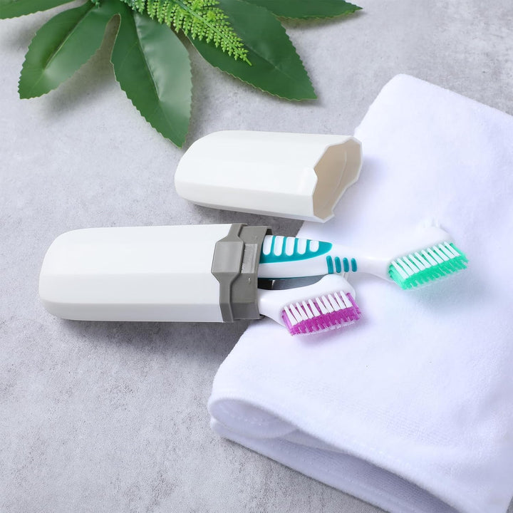 2Pcs Effective Denture Toothbrush, Denture Brush Multi-Layered Soft Bristles Denture Cleaner with Carrying Case for Dentures False Teeth Clean Care