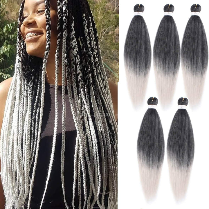 3 Packs Pre Stretched Braiding Hair Extension Yaki Texture EZ Braids Hair for Coi Leray Braids Black Braiding Crochet Hair Extensions /30 Inch 1B#