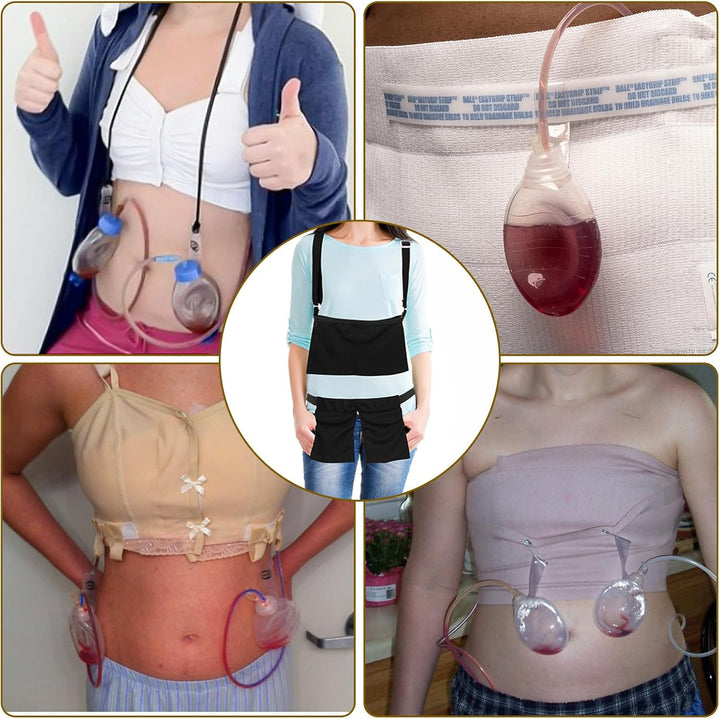 2Pcs Drain Holder after Tummy Tuck, Adjustable Mastectomy Drain Holder Drain Holder after Tummy Tuck Mastectomy Drainage Pouch Mastectomy Tummy Tuck Recovery Supplies