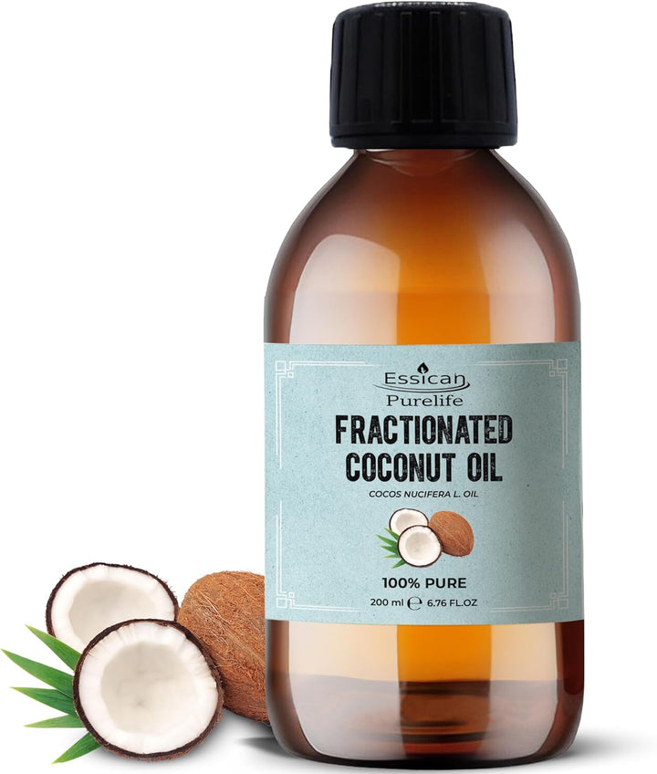 , Pure Coconut Oil Liquid, 200Ml MCT Fractionated Coconut Oil for Skin, Hair & Lip, Carrier Oils for Essential Oils Mixing & Massage, Supports Healthy Hair Growth & Hydrated Skin