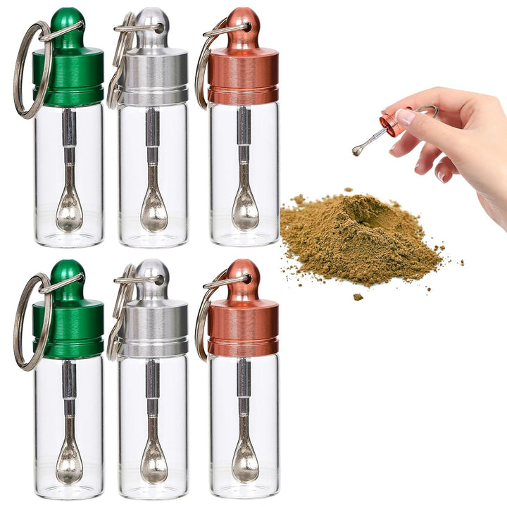 6Pcs Bottle with Spoon, Practical Vial with Spoon Kit, Waterproof Premium Glass Vial for Outdoor Travel(Transparent)