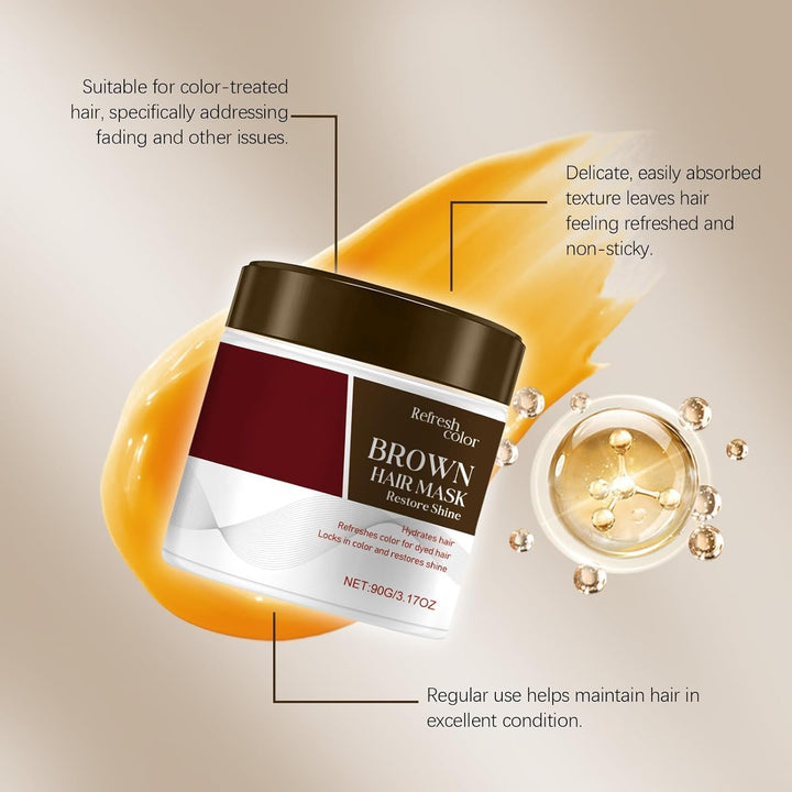 Radiant Brown Hair Mask - 90G. a Multi-Benefit Nourishing Mask Suitable for Color-Treated Hair That Moisturizes, Smoothes, and Maintains Vibrant Color.