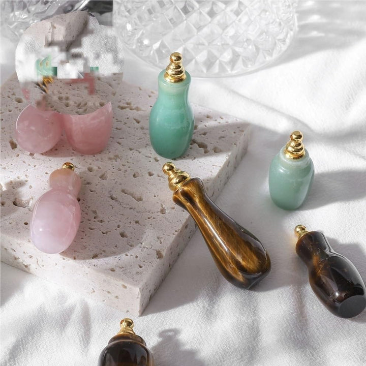 Crystal Semi-Precious Stone Perfume Bottle - Essential Oil Aromatherapy Pendant Accessory