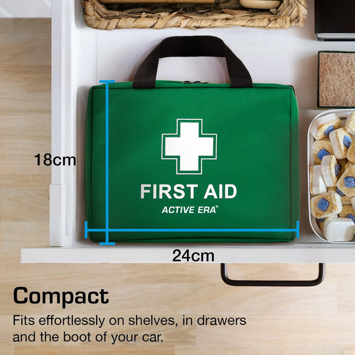 220 Piece Premium First Aid Kit Bag - Includes Eyewash, 2 X Cold (Ice) Packs and Emergency Blanket for Home, Office, Car, Caravan, Workplace, Travel and Sports