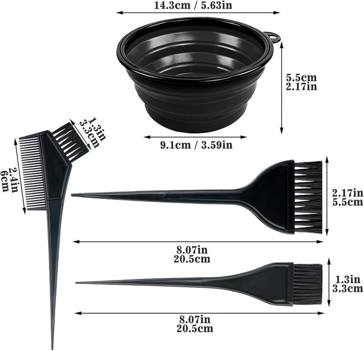 18 Pcs Hair Dye Brush and Bowl Kit,Hair Dying Tools Kit,Diy Beauty Salon Hair Bleaching Tools,Including Mixing Bowl, Ear Cover, Hair Shawl, Gloves, Hair Clips