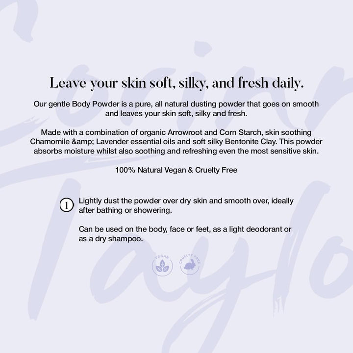 Organic Body Powder - Talcum Powder 100% Natural Talc Free, Chamomile & Lavender for Intimate Comfort, anti Chafing, Sweat Absorbent, Travel Essentials & Paraben Free 85G