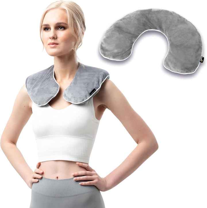Lavender Neck Warmer Grey Wheat Bag Microwavable Neck & Shoulder Heat Pad for Pain Relief – Natural Lavender Wheat Bag Heated Pillow – Heat Pack for Tension Relief