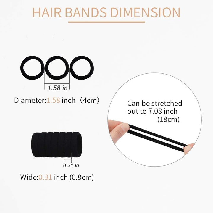 35PCS Hair Ties for Women, Smooth and Thick Black Hair Bands, Durable Elastic Hair Ties for Secure Ponytail Holding (Black)